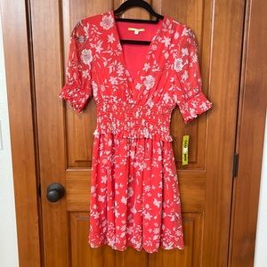 Gianni Bini dress Callie smocked red ivory NWT